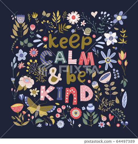 Floral color vector lettering card. 64497389