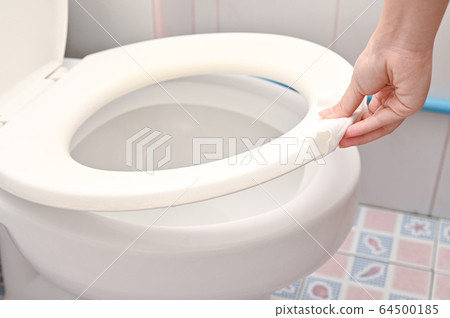 Cleansing toilet seat by wet wipe prevents virus 64500185