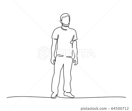 Continuous one line drawing. Standing man. Vector 64500712