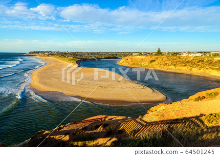Onkaparinga River Mouth Viewpoint at sunset Onkaparinga River Mouth Viewpoint at sunset 64501245