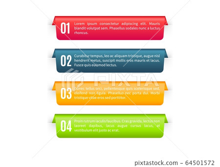 Infographic labels. Color banners template. Info tag with steps. Vector badges set 64501572
