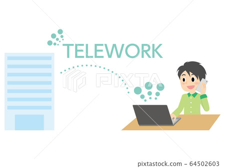Illustration of telework man - Stock Illustration [64502603] - PIXTA