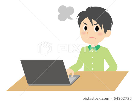 Remote work man gets angry - Stock Illustration [64502723] - PIXTA