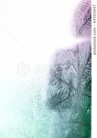 Young woman behind closed door seen through glass 64503047