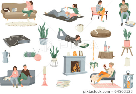 Hygge Domestic Icon Set 64503123