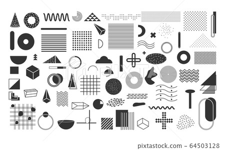 Glyph geometric shapes memphis elements vector set 64503128