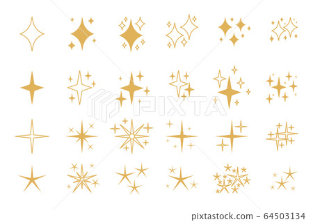 Gold flat line sparkles icon star shine vector set Gold flat line sparkles icon star shine vector set 64503134