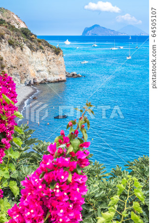 The volcano stromboli in the aeolian islands. The volcano stromboli in the aeolian islands. 64505107