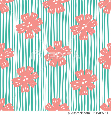 Seamless pattern with chamomile flowers on green 64509751