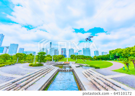 橫濱建築物和公園動漫風格 64510172