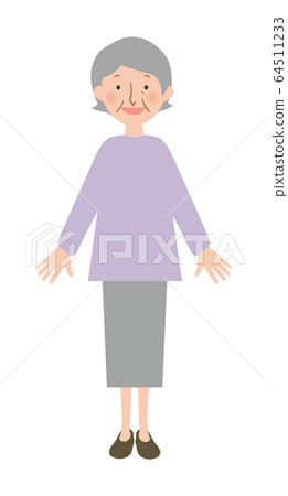 微笑的奶奶全身矢量圖 64511233