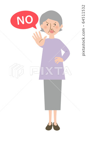 Full body vector illustration of grandmother saying NO 64511532