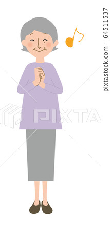 Full body vector illustration of a grandmother with a happy expression 64511537
