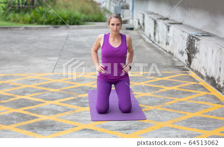 young active women doing yoga at outdoor young active women doing yoga at outdoor 64513062