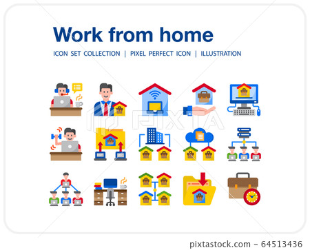 Work from home icons set, Pixel perfect icon, Set of icons for web and mobile Work from home icons set, Pixel perfect icon, Set of icons for web and mobile 64513436