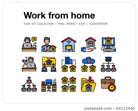 Work from home icons set, Pixel perfect icon, Set of icons for web and mobile 64513440