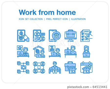 Work from home icons set, Pixel perfect icon, Set of icons for web and mobile 64513441
