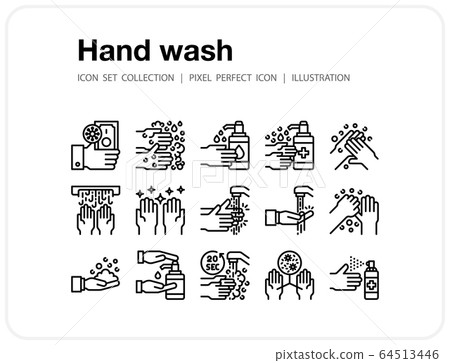 Hand wash icons set, Pixel perfect icon, Set of icons for web and mobile 64513446