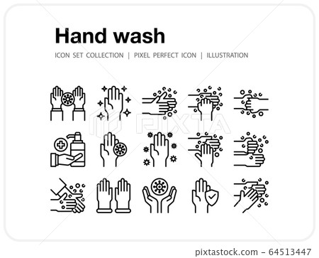 Hand wash icons set, Pixel perfect icon, Set of icons for web and mobile 64513447