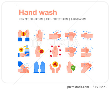 Hand wash icons set, Pixel perfect icon, Set of icons for web and mobile 64513449