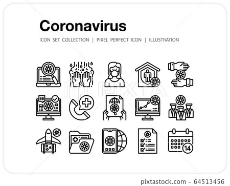 Coronavirus icons set, Pixel perfect icon, Set of icons for web and mobile Coronavirus icons set, Pixel perfect icon, Set of icons for web and mobile 64513456