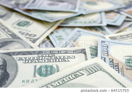 Top view of one hundred dollar banknotes made Top view of one hundred dollar banknotes made 64515703