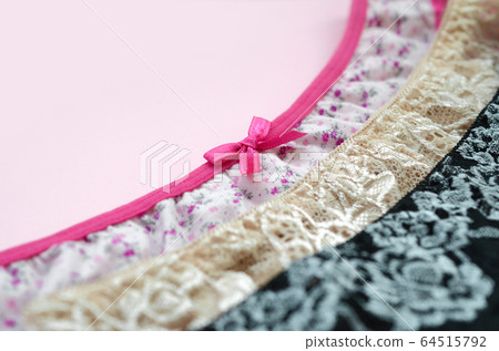 White, black and pink women underwear with lace on 64515792