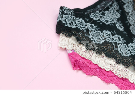 White, black and pink women underwear with lace on 64515804