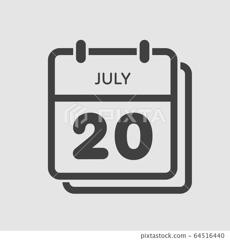 Icon calendar day 20 July, summer days of the year 64516440