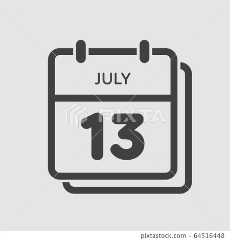 Icon calendar day 13 July, summer days of the year 64516448