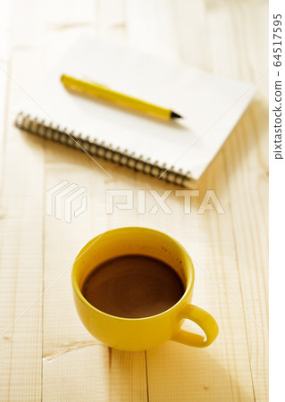 cup of hot chocolate on wooden background with 64517595