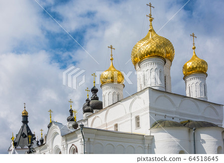 The Golden domes of the white Epiphany monastery 64518645