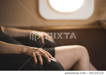 Attractive woman in private jet 64520114