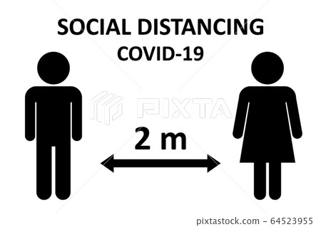 Illustration of social distancing. 64523955