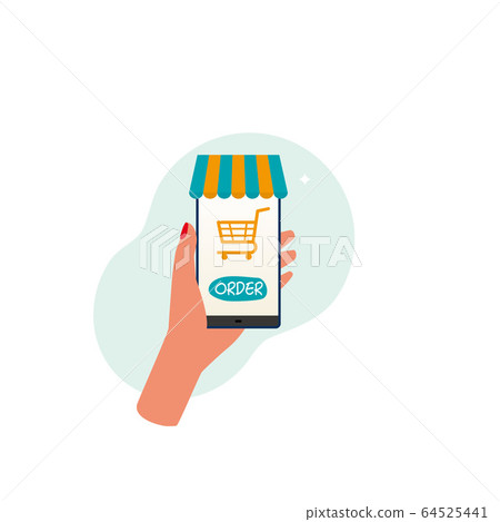 Online shopping smartphone and hand Online shopping smartphone and hand 64525441