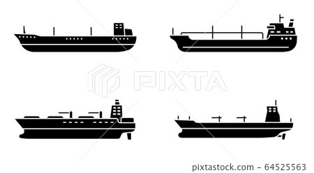 Set of large tanker ships. Modern tanker sea vessel. 64525563