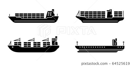 Set of large cargo ships. Modern container sea vessel.  64525619