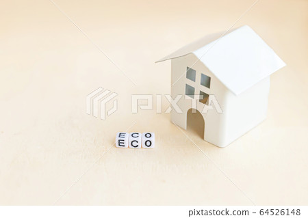 Miniature toy model house with inscription ECO 64526148