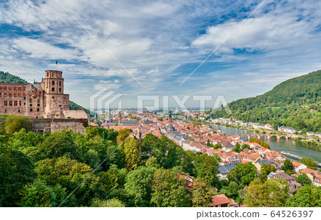Heidelberg town on Neckar river, Germany 64526397
