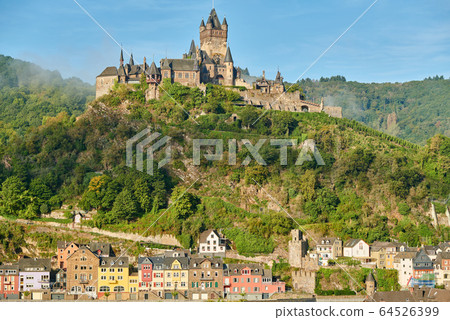Cochem town in Germany on Moselle river with 64526399