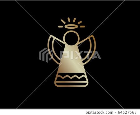 The vector gradient golden isolated elegant Christmas angel line icon The vector gradient golden isolated elegant Christmas angel line icon 64527565