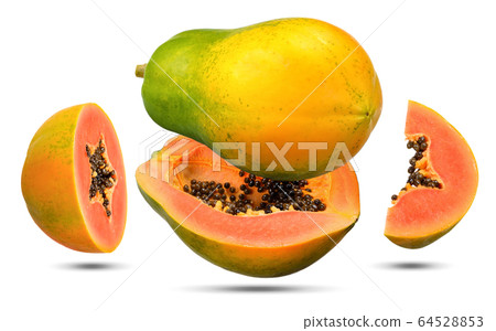 Ripe papaya isolated on white clipping path Ripe papaya isolated on white clipping path 64528853