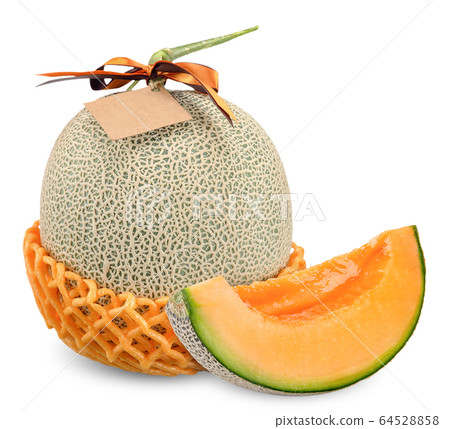 Melon with ribbin label isolated clipping path Melon with ribbin label isolated clipping path 64528858