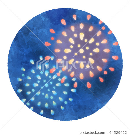 煙花水彩風格插畫素材 64529422