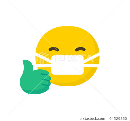 Set of emoticons wearing surgical protective masks , emoji isolated on white background, flat vector Set of emoticons wearing surgical protective masks , emoji isolated on white background, flat vector 64529860