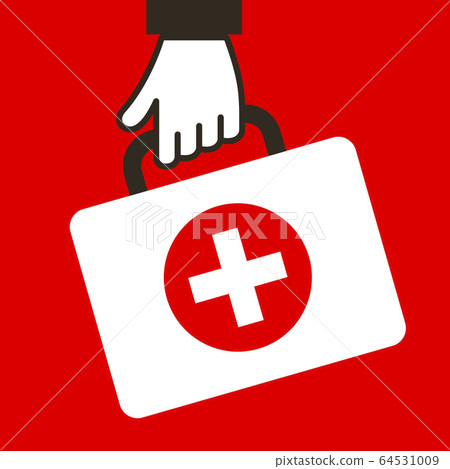 Hand keep virus first aid help kit box icon Hand keep virus first aid help kit box icon 64531009