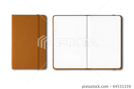 Leather closed and open notebooks isolated on Leather closed and open notebooks isolated on 64531339
