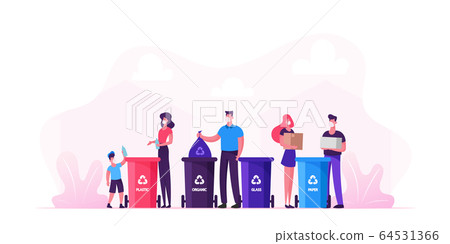 Family with Kids Characters in Medical Masks Collect Litter to Recycle Bins, People Recycling Garbage to Reduce Environment Pollution during Covid19 Pandemic Quarantine. Cartoon Vector Illustration Family with Kids Characters in Medical Masks Collect Litter to Recycle Bins, People Recycling Garbage to Reduce Environment Pollution during Covid19 Pandemic Quarantine. Cartoon Vector Illustration 64531366