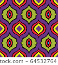 Ikat geometric folklore ornament with diamonds. 64532764