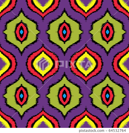 Ikat geometric folklore ornament with diamonds. Ikat geometric folklore ornament with diamonds. 64532764